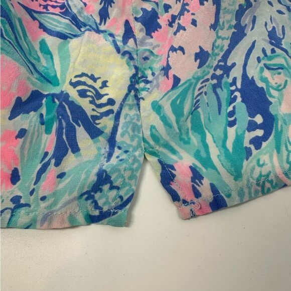 LILLY PULITZER 100% Silk Elsa Mermaids Cove Print Blouse stop Sz XXS Style 41773 - Picture 8 of 8
